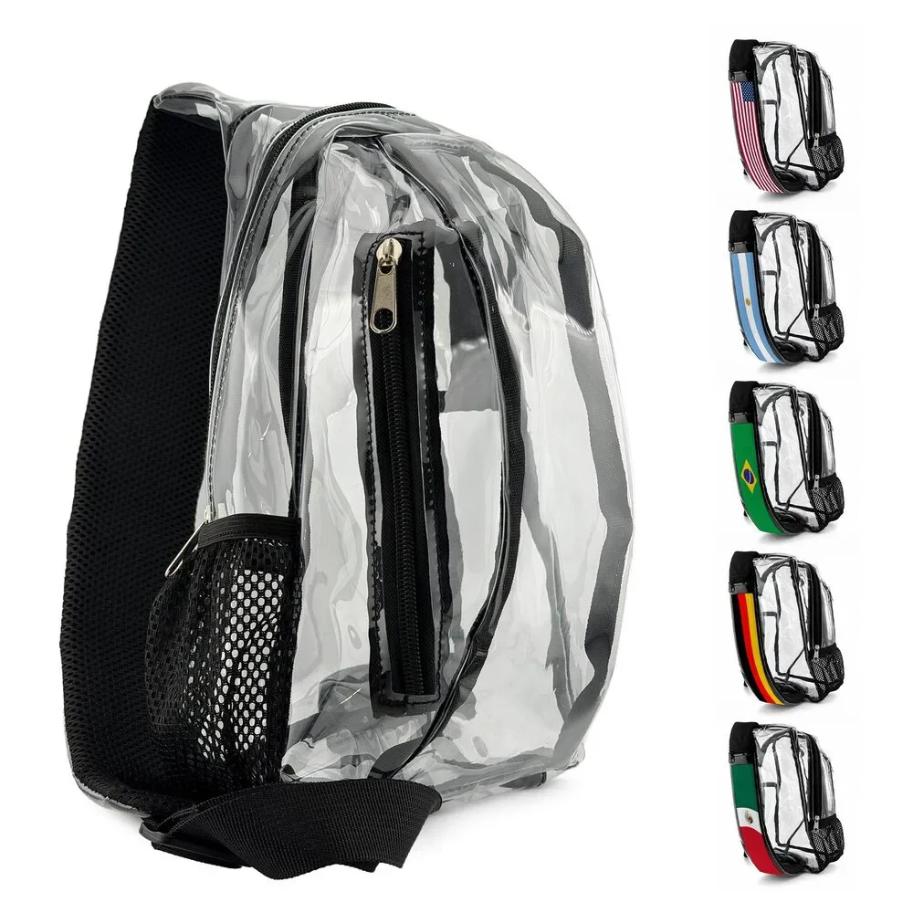 Etc.marketing CLEAR BAG Stadium Approved Sling Bag with CUSTOMIZABLE Strap Pock